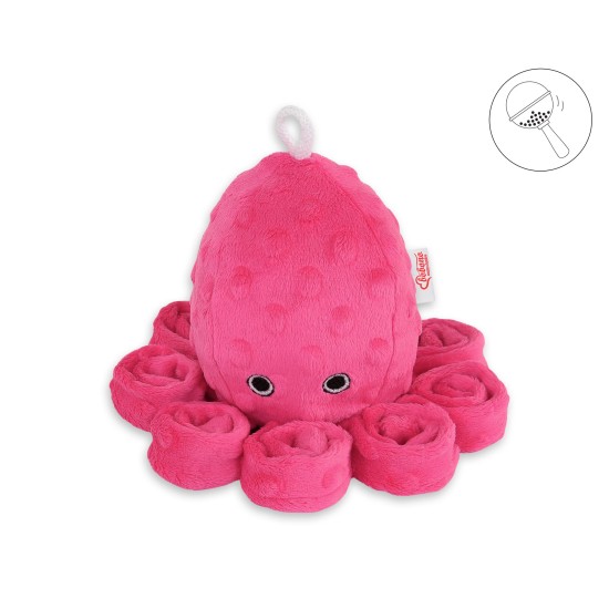 Χταποδάκι Αγκαλιάς με Κουδουνίστρα - fuchsia - polka dot minky Χταποδάκι Αγκαλιάς με Κουδουνίστρα - fuchsia - polka dot minky