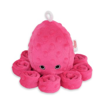 Χταποδάκι Αγκαλιάς με Κουδουνίστρα - fuchsia - polka dot minky