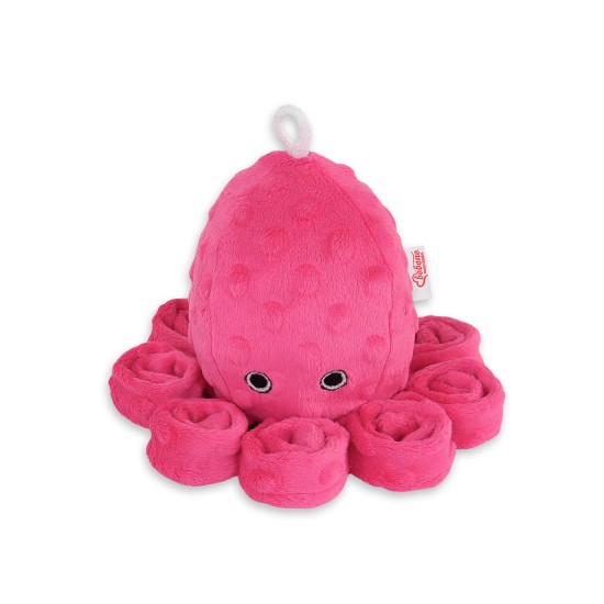 Χταποδάκι Αγκαλιάς με Κουδουνίστρα - fuchsia - polka dot minky Χταποδάκι Αγκαλιάς με Κουδουνίστρα - fuchsia - polka dot minky