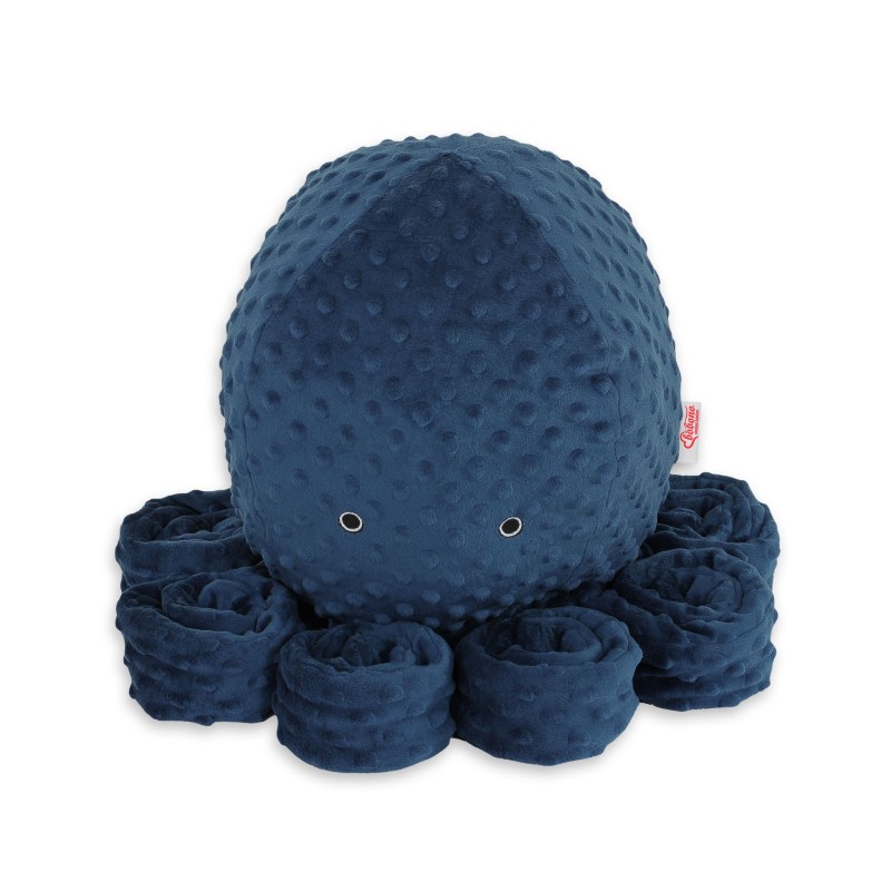 Λούτρινο Χταπόδι Αγκαλιάς Μεγάλο - dark blue - polka dot minky