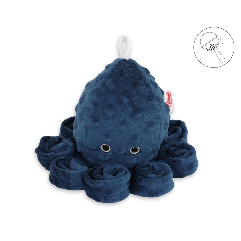 Χταποδάκι Αγκαλιάς με Κουδουνίστρα - dark blue - polka dot minky