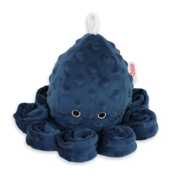 Χταποδάκι Αγκαλιάς με Κουδουνίστρα - dark blue - polka dot minky