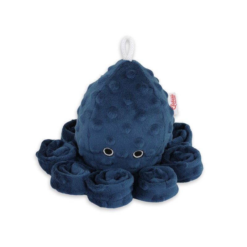 Χταποδάκι Αγκαλιάς με Κουδουνίστρα - dark blue - polka dot minky