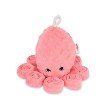 Χταποδάκι Αγκαλιάς με Κουδουνίστρα - coral - polka dot minky