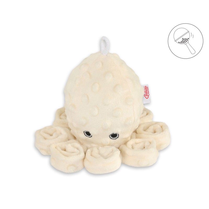 Χταποδάκι Αγκαλιάς με Κουδουνίστρα - cream - polka dot minky