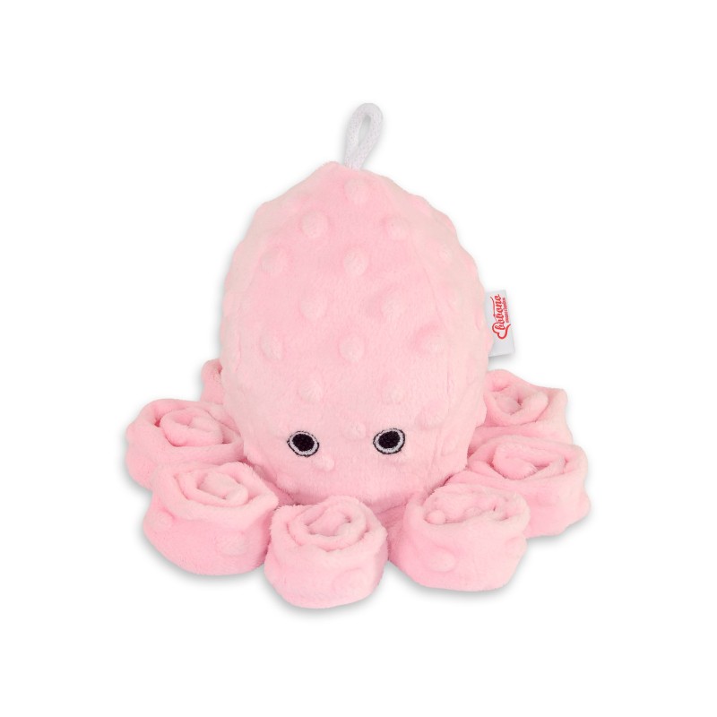 Χταποδάκι Αγκαλιάς με Κουδουνίστρα - Pink - polka dot minky