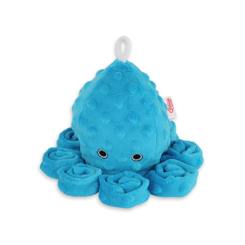 Χταποδάκι Αγκαλιάς με Κουδουνίστρα - turquoise - polka dot minky