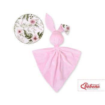 Cuddly rabbit double-sided - peony flower pink/pink