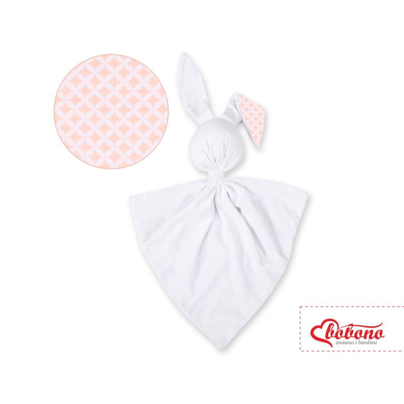 Cuddly rabbit double-sided - Flower pattern peach