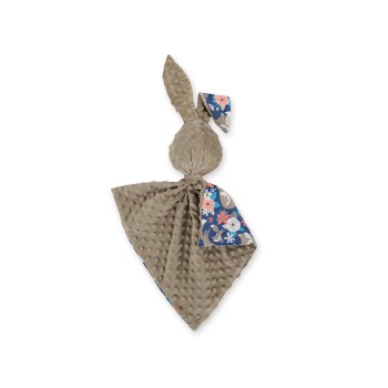 Cuddly rabbit double-sided - fox family on blue/brown