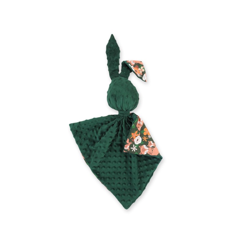 Cuddly rabbit double-sided - fox family on the green/green