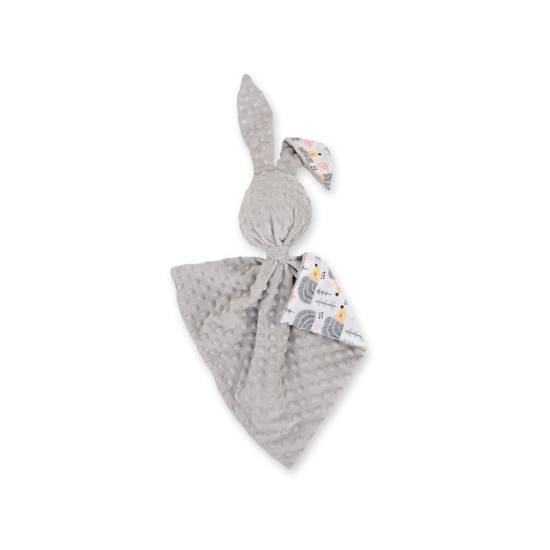 Cuddly rabbit double-sided - hedgehogs gray/gray