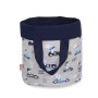 Double-sided toy basket S - gray rabbits/dark blue