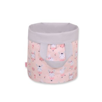 Double-sided toy basket M - ballerinas pink/gray