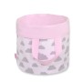 Double-sided toy basket L -  clouds gray/pink