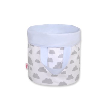 Double-sided toy basket L - clouds gray/blue
