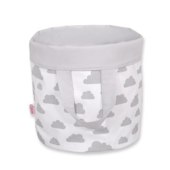 Double-sided toy basket S -  clouds gray/gray