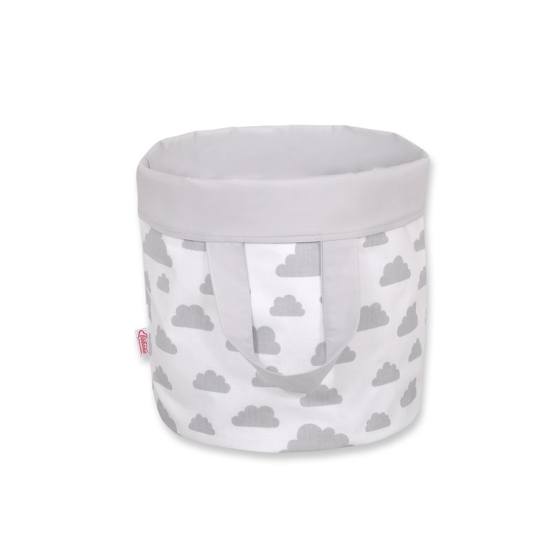 Double-sided toy basket L -  clouds gray/gray