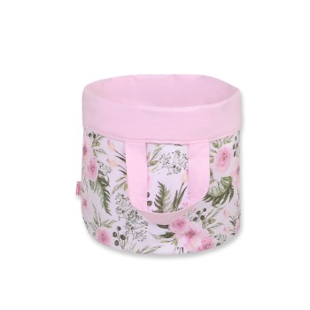 Double-sided toy basket L -  peony flower pink/pink