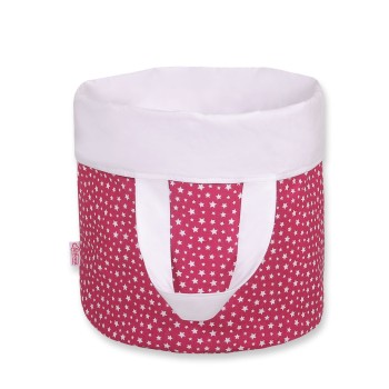 Double-sided toy basket S - wine red stars/white