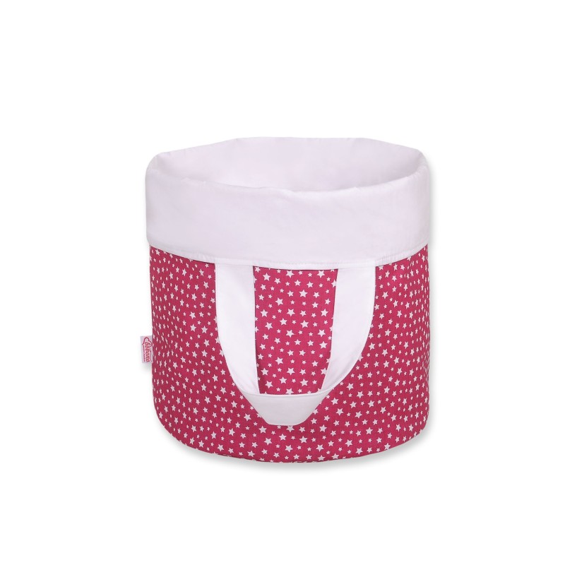 Double-sided toy basket L - wine red stars/white