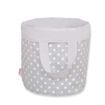 Double-sided toy basket S- white dots on gray/gray