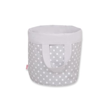 Double-sided toy basket M - white dots on gray/gray