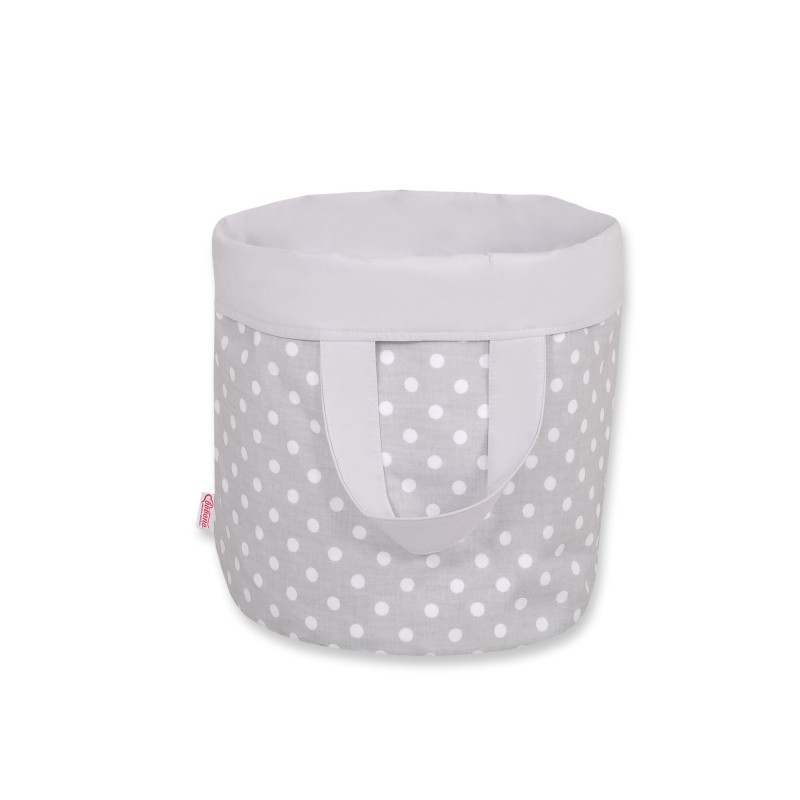 Double-sided toy basket M - white dots on gray/gray