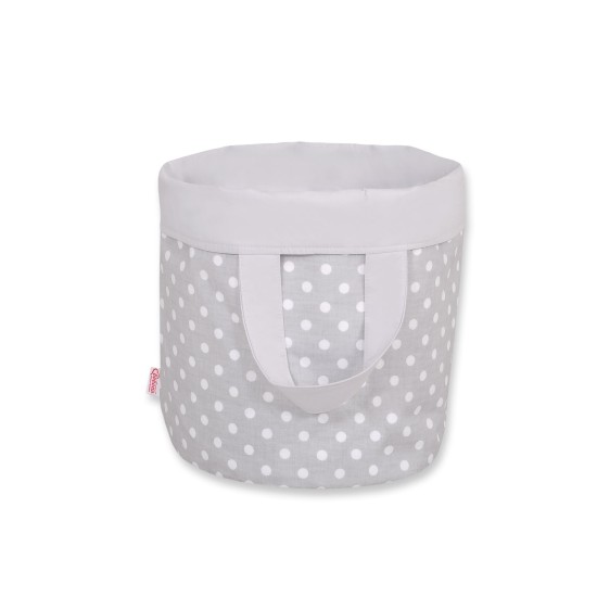 Double-sided toy basket L- white dots on gray/gray
