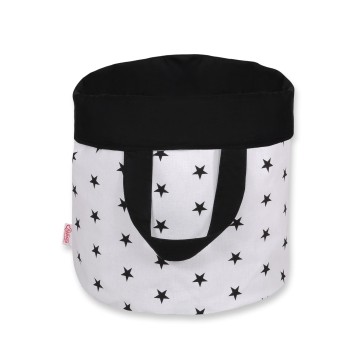 Double-sided toy basket S- Black stars/black
