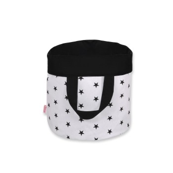 Double-sided toy basket M- Black stars/black