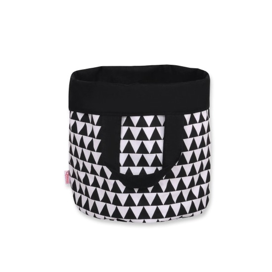 Double-sided toy basket S - triangles black/black Double-sided toy basket S - triangles black/black