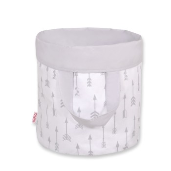 Double-sided toy basket M - grey arrows/gray
