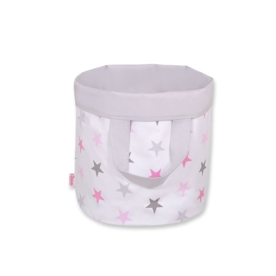 Double-sided toy basket S- Grey-pink stars/grey Double-sided toy basket S- Grey-pink stars/grey