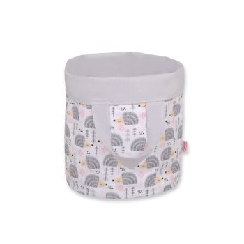 Double-sided toy basket S- hedgehogs gray/gray