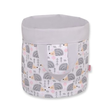 Double-sided toy basket M- hedgehogs gray/gray