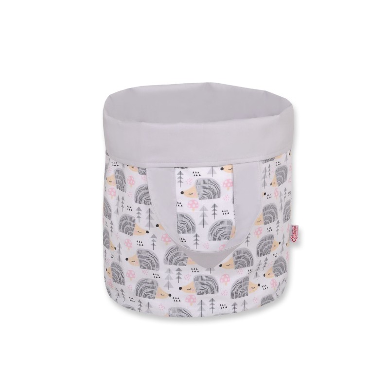Double-sided toy basket M- hedgehogs gray/gray