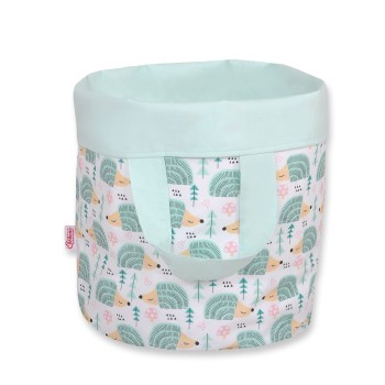 Double-sided toy basket S - hedgehogs mint/mint