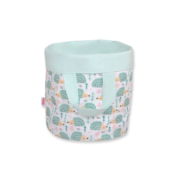 Double-sided toy basket S - hedgehogs mint/mint