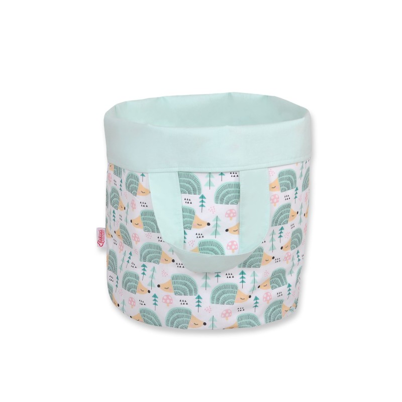 Double-sided toy basket S - hedgehogs mint/mint