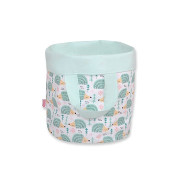 Double-sided toy basket L- hedgehogs mint/mint