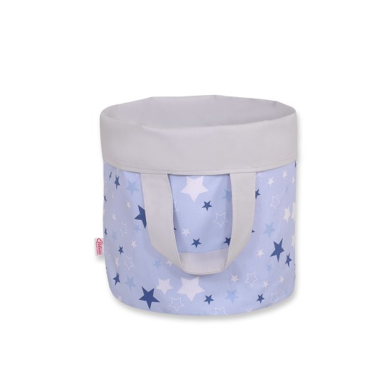 Double-sided toy basket S - navy blue stars/grey Double-sided toy basket S - navy blue stars/grey