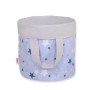 Double-sided toy basket L - blue-navy blue stars/grey