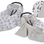 Double-sided car seat blanket fo babies - grey pandas/grey