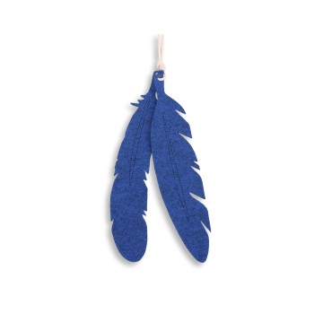 Decorative felt feathers 2pcs - blue
