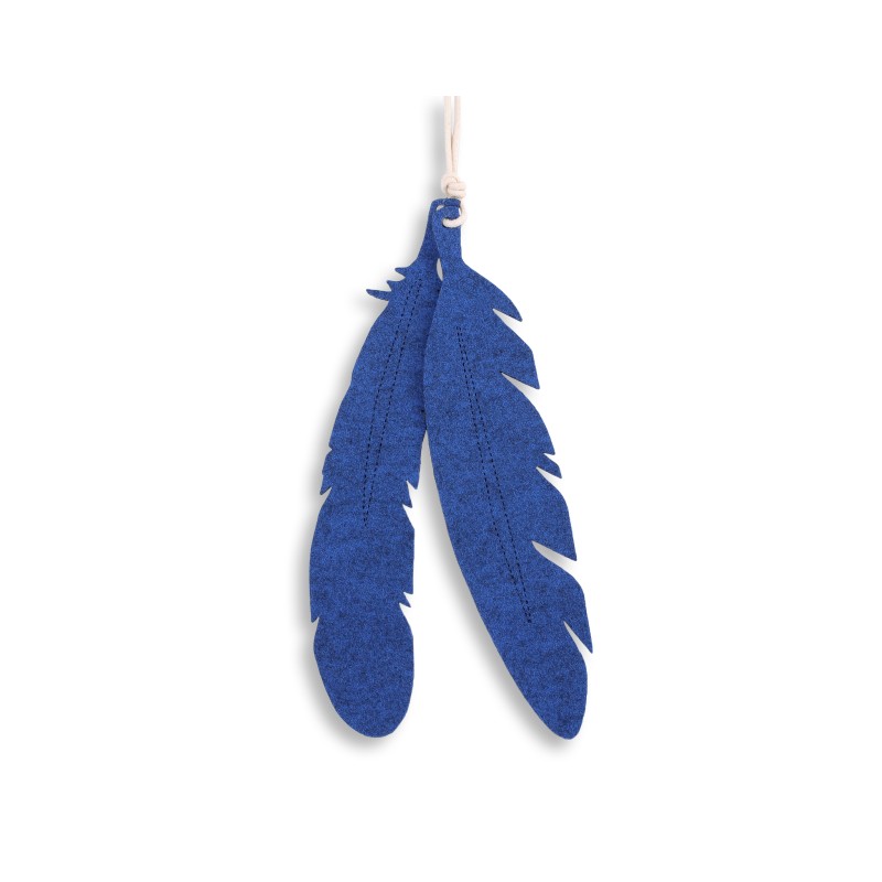 Decorative felt feathers 2pcs - blue