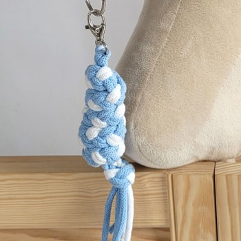 Tether for Hobby Horse made of double-twine cord - white-light blue