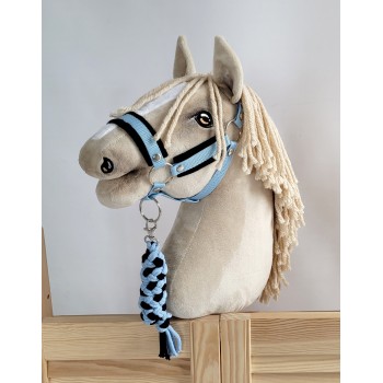 Σετ Αξεσουάρ για Hobby Horse: Καπίστρι A3 με Μαύρο Γουνάκι + Ιμάντας από Κορδόνι με Κλιπ - black-light blue