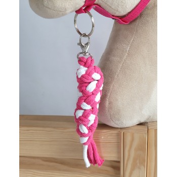 Tether for Hobby Horse made of double-twine cord - white-dark pink