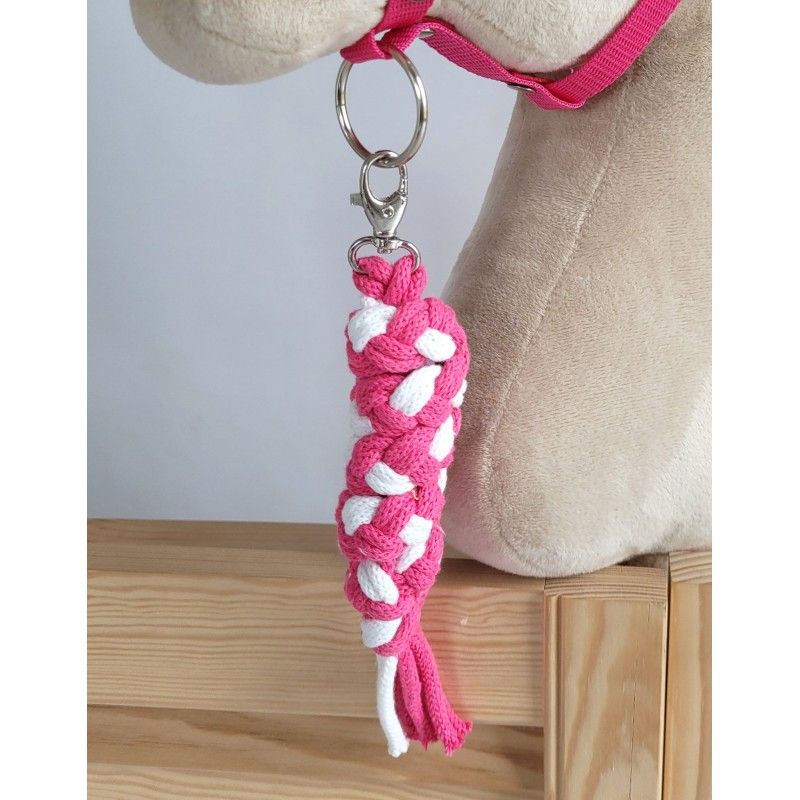 Tether for Hobby Horse made of double-twine cord - white-dark pink